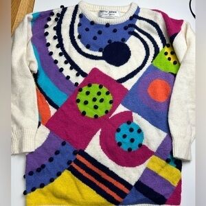 Kitty Hawk by Vivian Wang vtg 80s abstract sweater‎